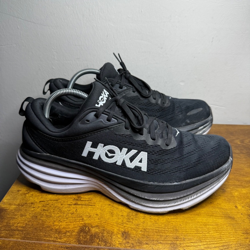 Hoka Bondi 8 Running Shoes Womens Size 11 Black White 1127952 BWHT